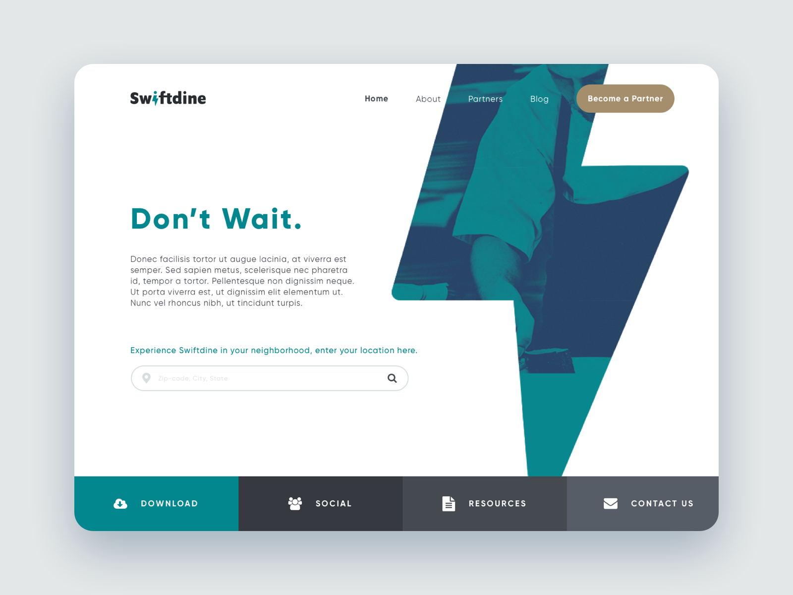 Swiftdine\'s landing page